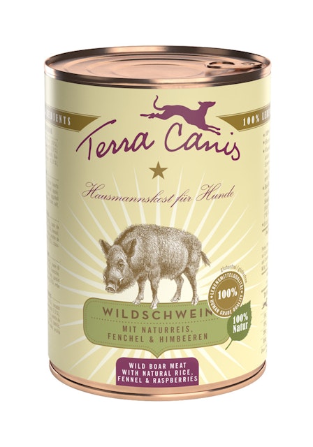 Terra Canis Classic 400g Dose Hundenassfutter 6 x 400 Gramm Wildschwein mit Naturreis, Fenchel & HimbeerenVorschaubild