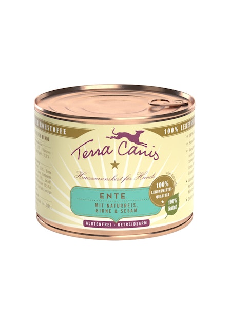 Terra Canis Classic 200g Dose Hundenassfutter 12 x 200 Gramm Ente mit Naturreis, roter Bete, Birne & SesamVorschaubild