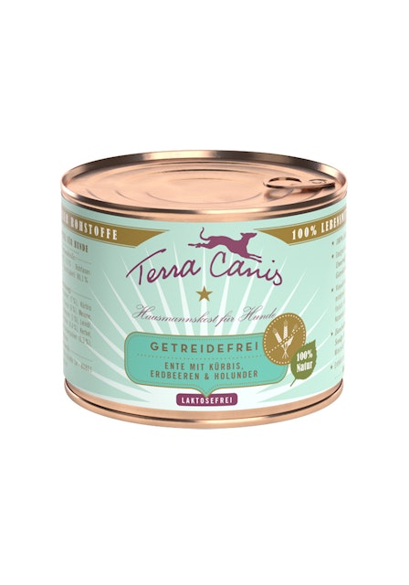 Terra Canis Getreidefrei 200g Dose Hundenassfutter 12 x 200 Gramm Ente mit Kürbis, Erdbeeren & HolunderVorschaubild