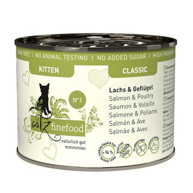 Catz finefood Kitten 200 Gramm Katzennassfutter 6 x 200 Gramm No. 5 Lachs & GeflügelVorschaubild