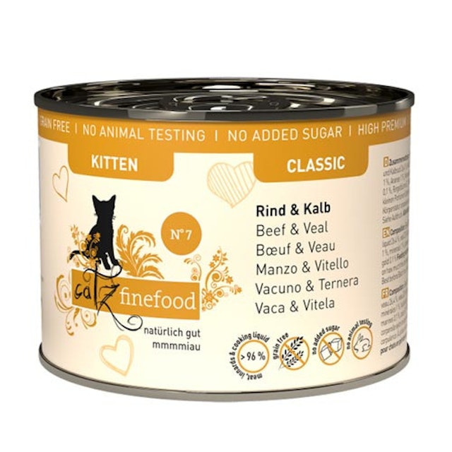 Catz finefood Kitten 200 Gramm Katzennassfutter 6 x 200 Gramm No. 7  Rind & KalbVorschaubild