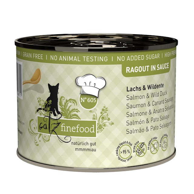 Cats finefood Ragout 190 Gramm Katzennassfutter 6 x 190 Gramm No. 605 Lachs & WildenteVorschaubild