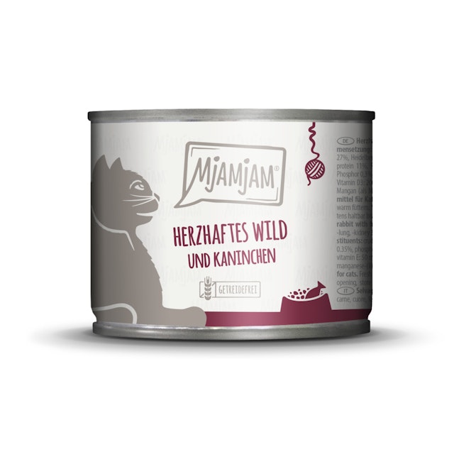 MJAMJAM Leckere Mahlzeit 200g Dose Katzennassfutter 6 x 200 Gramm herzhaftes Wild & Kaninchen an fruchtigen HeidelbeerenVorschaubild