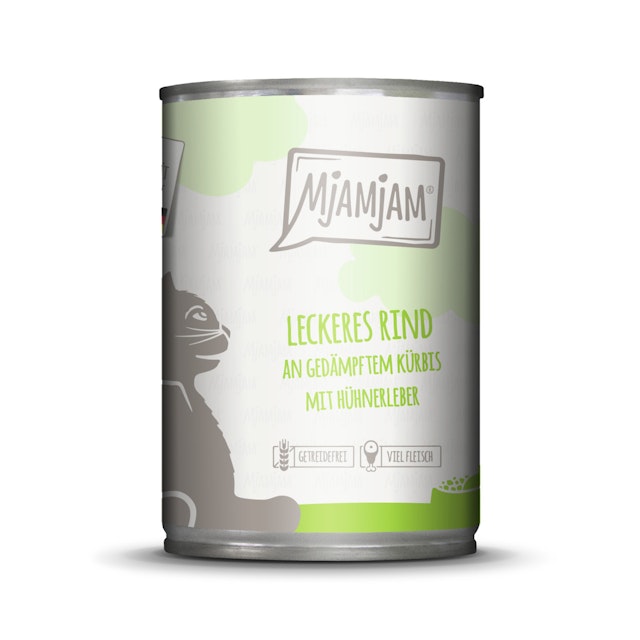 MJAMJAM Leckere Mahlzeit 400g Dose Katzennassfutter 6 x 400 Gramm leckeres Rind an gedämpftem KürbisVorschaubild