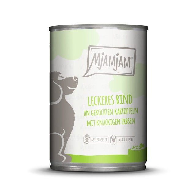 MJAMJAM Leckere Mahlzeit 400g Hundenassfutter 6 x 400 Gramm leckeres Rind an gekochten Kartoffeln mit knackigen ErbsenVorschaubild