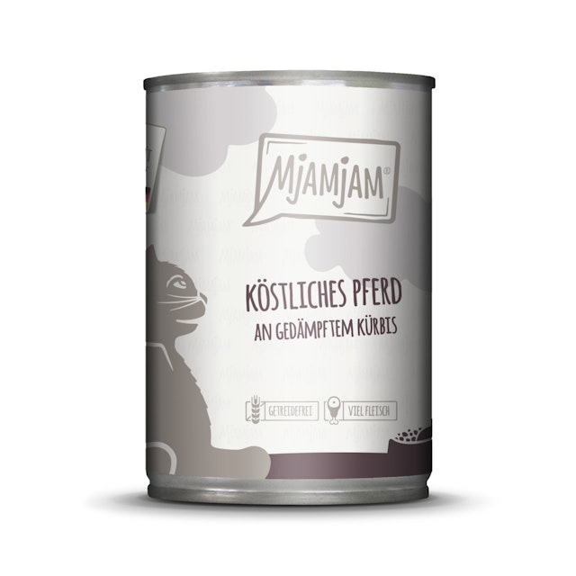 MJAMJAM Leckere Mahlzeit 400g Dose Katzennassfutter 6 x 400 Gramm köstliches Pferd an gedämpftem KürbisVorschaubild