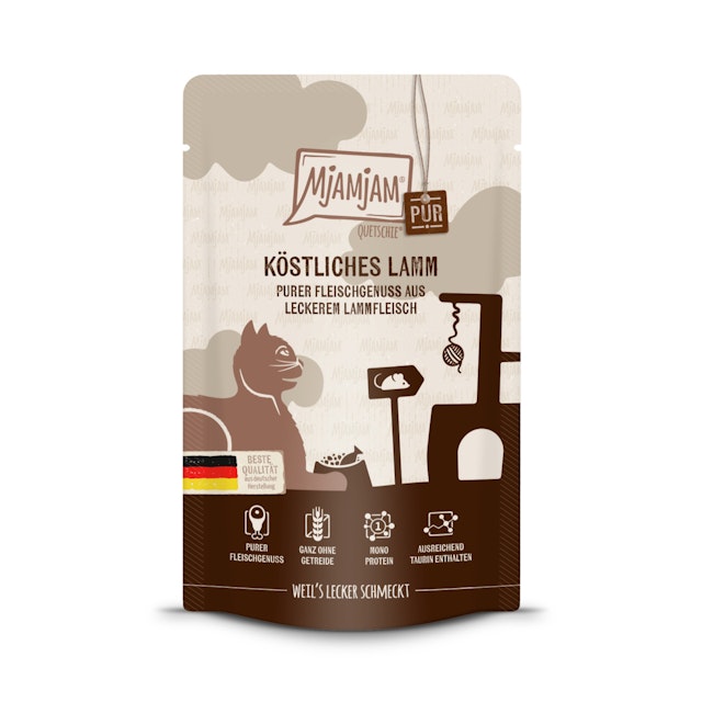 MJAMJAM Quetschies PUR 125g Beutel Katzennassfutter 12 x 125 Gramm köstliches Lamm purVorschaubild