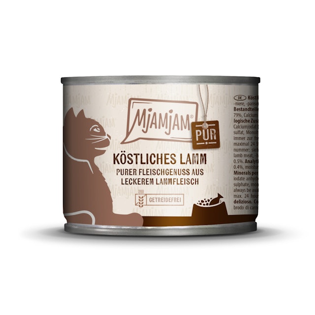 MJAMJAM Purer Fleischgenuss 200g Dose Katzennassfutter 6 x 200 Gramm köstliches Lamm purVorschaubild