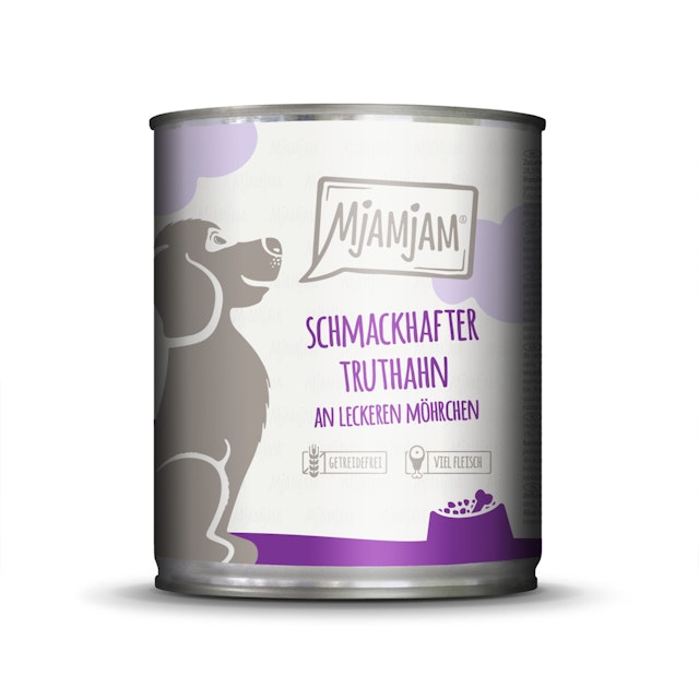 MJAMJAM Leckere Mahlzeit 800g Dose Hundenassfutter 6 x 800 Gramm schmackhafter Truthahn an leckeren MöhrchenVorschaubild