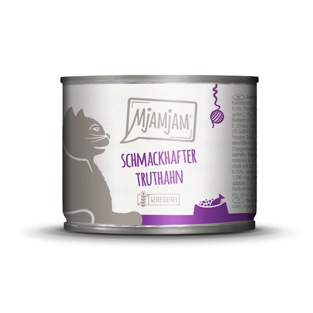 MJAMJAM Leckere Mahlzeit 200g Dose Katzennassfutter 6 x 200 Gramm schmackhafter Truthahn an leckeren MöhrchenVorschaubild