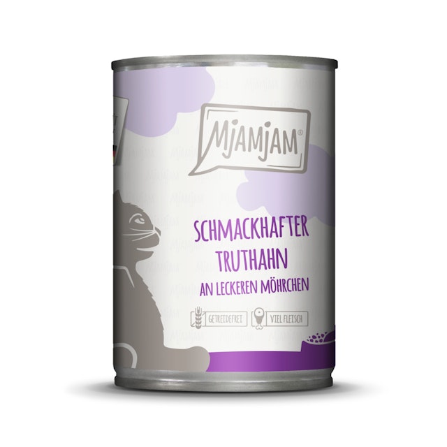 MJAMJAM Leckere Mahlzeit 400g Dose Katzennassfutter 6 x 400 Gramm schmackhafter Truthahn an leckeren MöhrchenVorschaubild