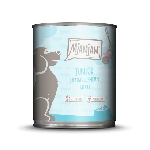 MJAMJAM Leckere Mahlzeit Junior 800g Dose Hundenassfutter 6 x 800 Gramm saftiges Hühnchen mit EiVorschaubild