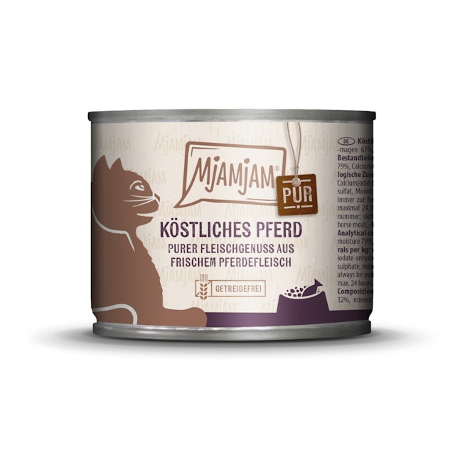 MJAMJAM Purer Fleischgenuss 200g Dose Katzennassfutter 6 x 200 Gramm köstliches Pferd PurVorschaubild