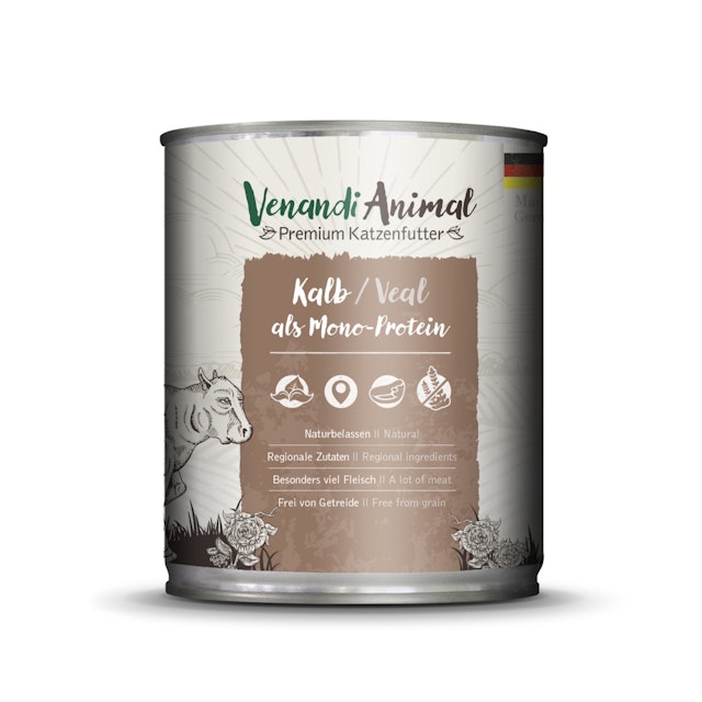 Venandi Animal Monoprotein 800g Katzennassfutter 6 x 800 Gramm KalbVorschaubild