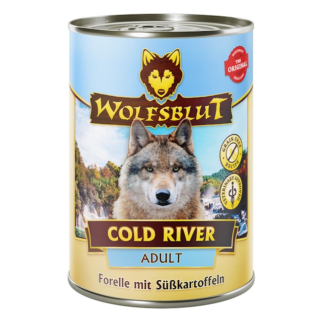 WOLFSBLUT 395g Hundenassfutter 6 x 395 Gramm Cold River Forelle mit SüßkartoffelnVorschaubild