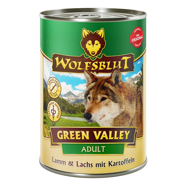 WOLFSBLUT 395g Hundenassfutter Sparpaket 12 x 395 Gramm Green Valley Lamm & Lachs mit KartoffelnVorschaubild