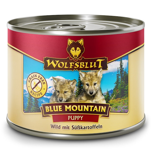 WOLFSBLUT Puppy 200g Hundenassfutter 6 x 200 Gramm Blue Mountain Wild mit SüßkartoffelnVorschaubild