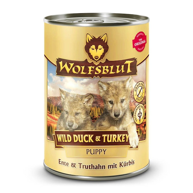 WOLFSBLUT Puppy 395g Hundenassfutter 6 x 395 Gramm Wild Duck & Turkey Ente & Truthahn mit KürbisVorschaubild