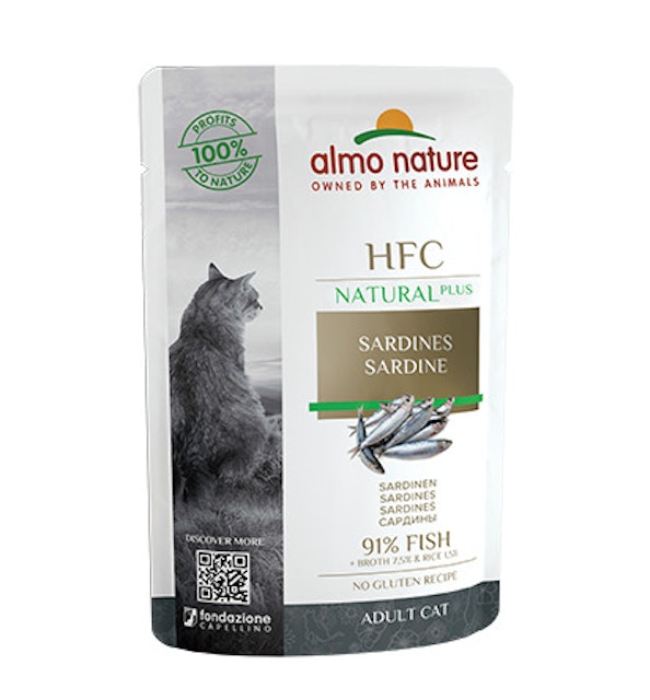 Almo Nature HFC Natural Plus 55g Beutel Katzennassfutter 24 x 55 Gramm SardineVorschaubild