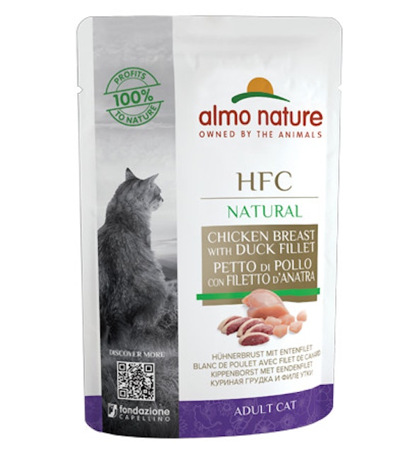 Almo Nature HFC Raw Pack 55g Beutel Katzennassfutter 24 x 55 Gramm Hühnerbrust & EnteVorschaubild