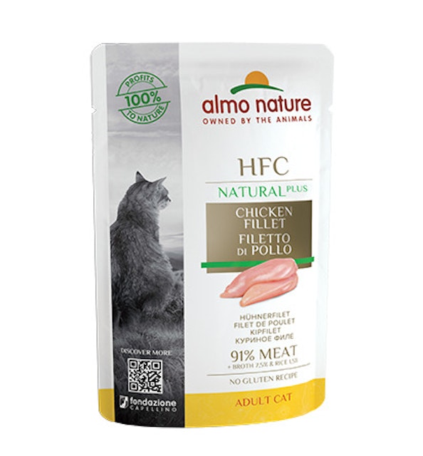 Almo Nature HFC Natural Plus 55g Beutel Katzennassfutter 24 x 55 Gramm HühnerfiletVorschaubild