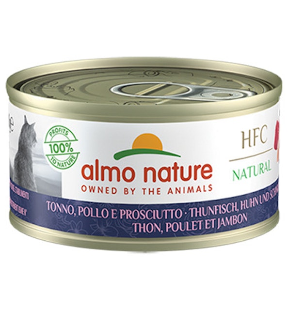 Almo Nature HFC Cuisine Natural 70g Dose Katzennassfutter 24 x 70 Gramm Thunfisch, Huhn & SchinkenVorschaubild