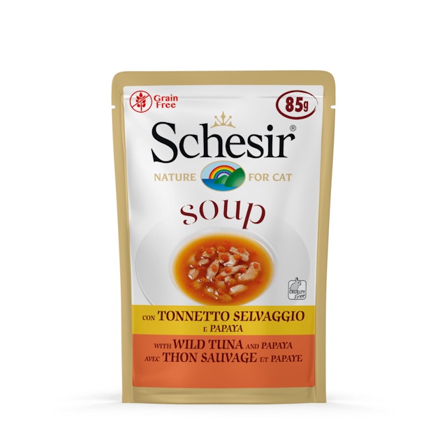 Schesir Cat Soup 85 Gramm Katzennassfutter 20 x 85 Gramm Thunfisch & PapayaVorschaubild