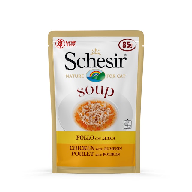 Schesir Cat Soup 85 Gramm Katzennassfutter 20 x 85 Gramm Huhn & KürbisVorschaubild