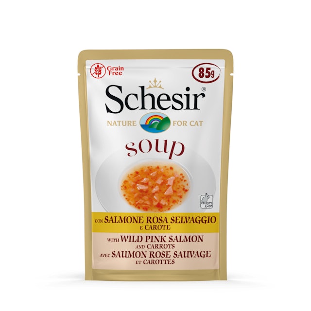 Schesir Cat Soup 85 Gramm Katzennassfutter 20 x 85 Gramm Wilder BuckellachsVorschaubild