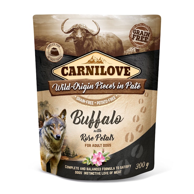 CARNILOVE Pieces in Paté 300 Gramm Hundenassfutter 12 x 300 Gramm Buffalo with Rose PetatsVorschaubild