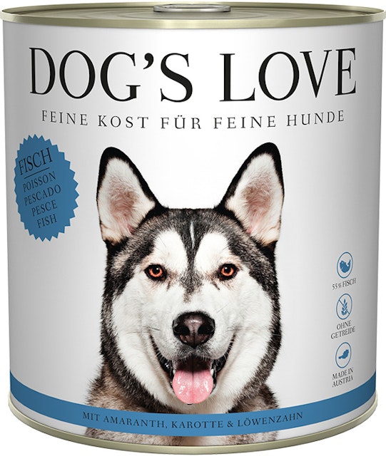 Dog's Love Classic 800g Dose Hundenassfutter 6 x 800 Gramm Fisch mit Amaranth, Karotte & LöwenzahnVorschaubild