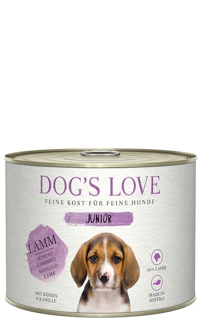 Dog's Love Junior 200g Dose Hundenassfutter 6 x 200 Gramm Lamm mit Kürbis & KamilleVorschaubild