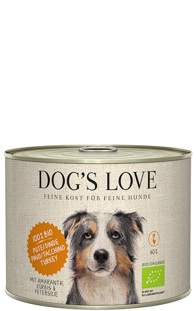 Dog's Love Bio 200g Dose Hundenassfutter 6 x 200 Gramm Pute mit Amaranth, Kürbis & PetersilieVorschaubild