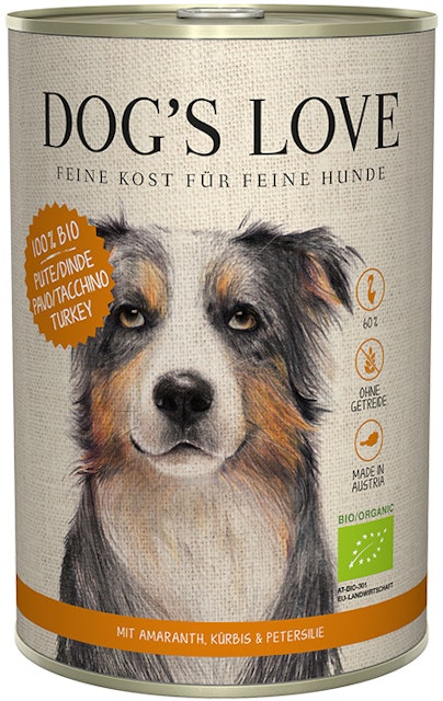 Dog's Love Bio 400g Dose Hundenassfutter 6 x 400 Gramm Pute mit Amaranth, Kürbis & PetersilieVorschaubild