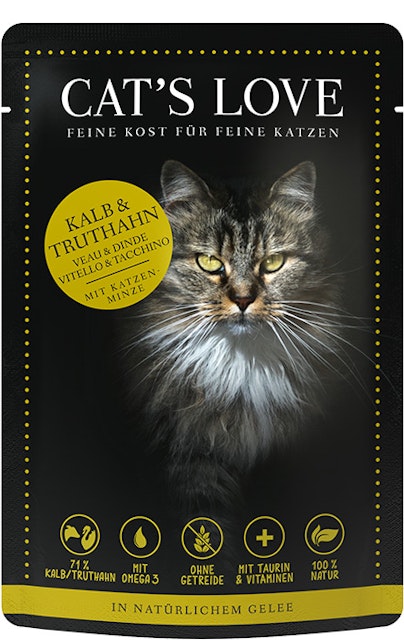 Cat's Love Adult Mix 85g Beutel Katzennassfutter 12 x 85 Gramm Kalb & Truthahn mit KatzenminzeVorschaubild