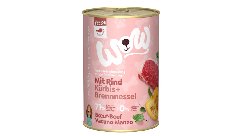 WOW Junior 400g Dose Hundenassfutter 6 x 400 Gramm Rind mit KürbisVorschaubild