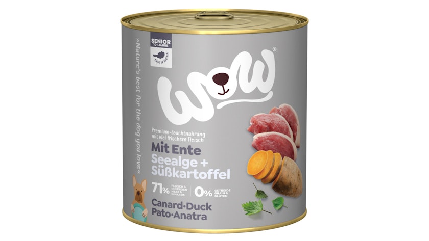 WOW Senior 800g Dose Hundenassfutter 6 x 800 Gramm Ente mit SüßkartoffelnVorschaubild