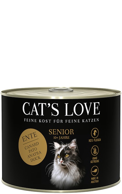 Cat's Love Senior 200g Dose Katzennassfutter 6 x 200 Gramm Ente mit Distelöl & Liebstöckel Vorschaubild