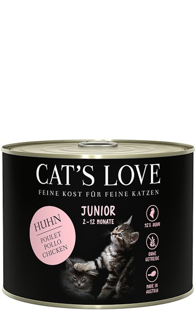 Cat's Love Junior 200g Dose Katzennassfutter 6 x 200 Gramm Huhn Pur mit Seealgen & DistelölVorschaubild