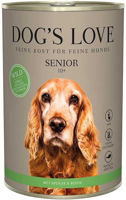 Dog's Love Senior 400g Dose Hundenassfutter 6 x 400 Gramm Wild mit Spinat & BirneVorschaubild