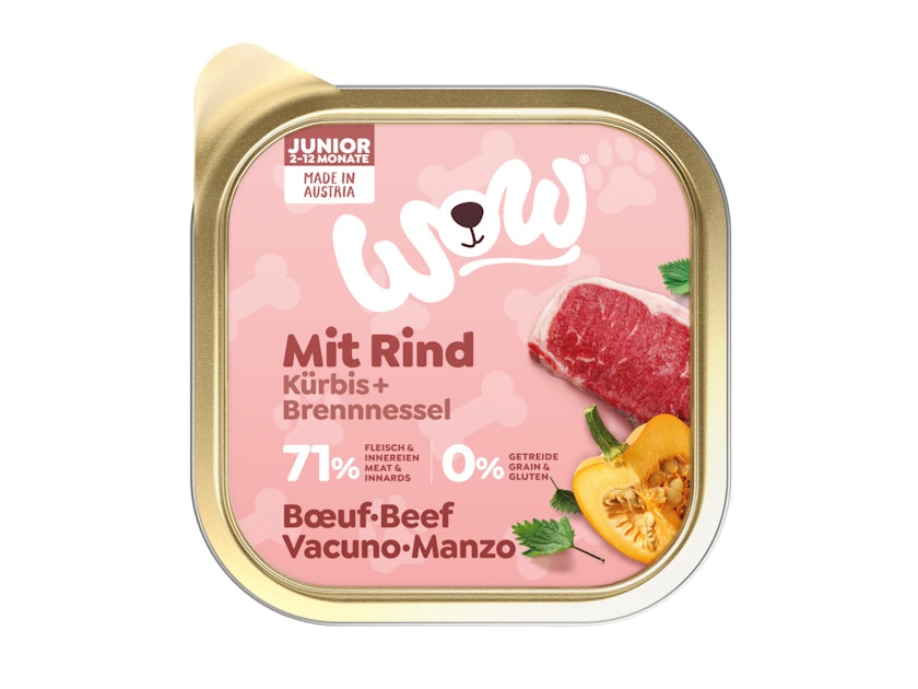 WOW Junior 150g Hundenassfutter 11 x 150 Gramm Rind mit KürbisVorschaubild