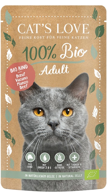 Cat's Love Adult Bio 100 Gramm Katzennassfutter 6 x 100 Gramm RindVorschaubild