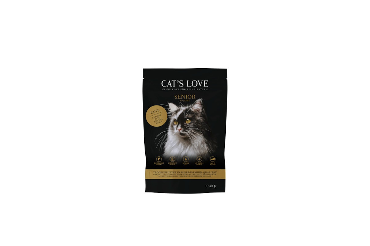 Cat’s Love Senior Ente Katzentrockenfutter Sparpaket 12 x 400 Gramm