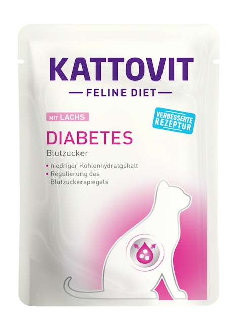 KATTOVIT Feline Diet Diabetes/Gewicht 85g Beutel Katzennassfutter Diätnahrung Sparpaket 48 x 85 Gramm Lachs DiabetesVorschaubild