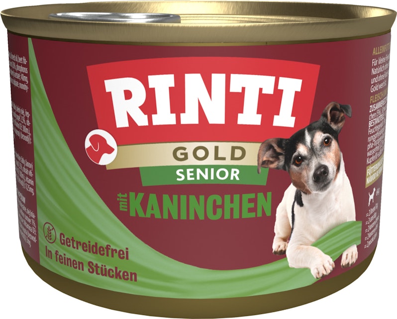 RINTI Gold 185g Dose Hundenassfutter Sparpaket 24 x 185 Gramm Senior KaninchenVorschaubild