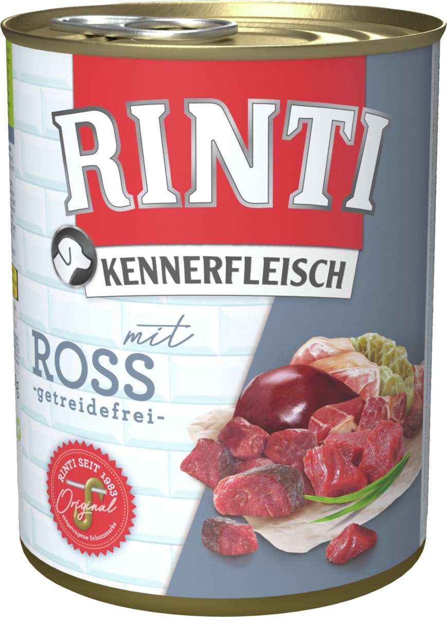 RINTI Kennerfleisch 800g Dose Hundenassfutter Sparpaket 24 x 800 Gramm Ross