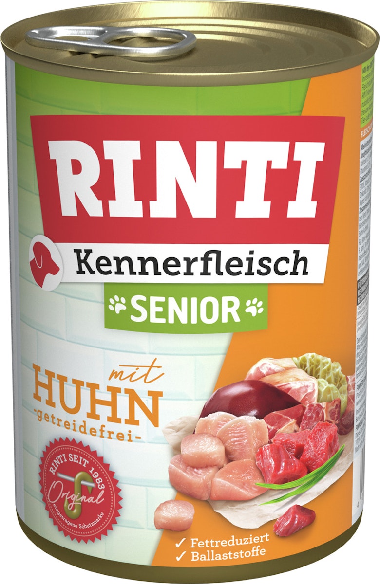 RINTI Kennerfleisch Senior 400g Dose Hundenassfutter 24 x 400 Gramm Huhn