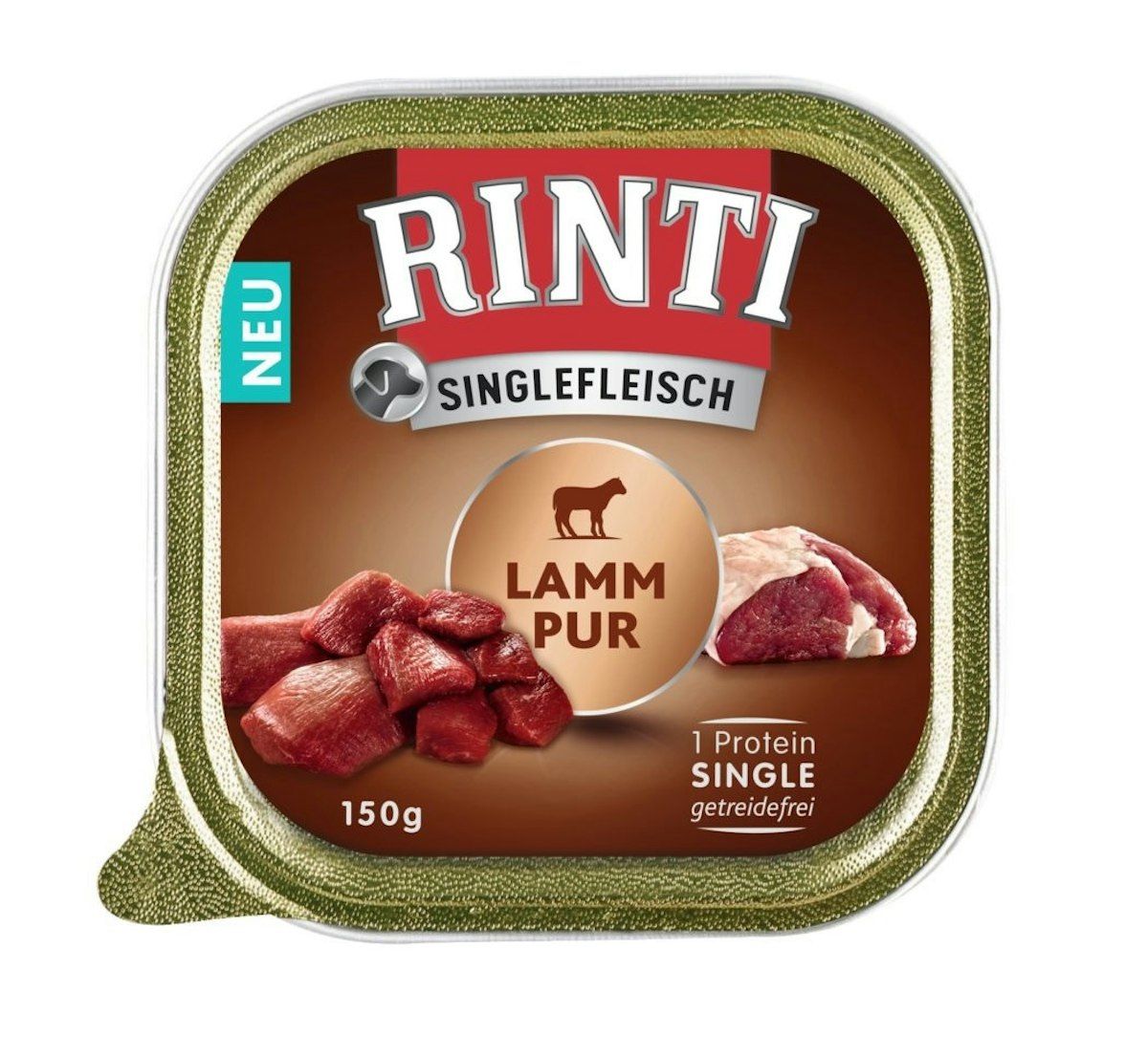 RINTI Singlefleisch 150g Hundenassfutter Sparpaket 20 x 150 Gramm Lamm Pur