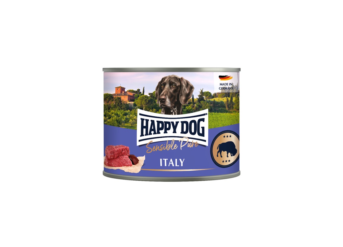 HAPPY DOG 200 Gramm Hundenassfutter Sparpaket 24 x 200 Gramm Büffel Pur