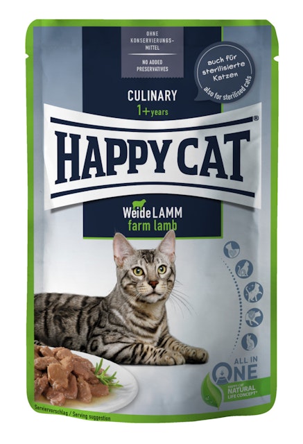 HAPPY CAT Meat in Sauce Culinary 85 Gramm Katzennassfutter Sparpaket 48 x 85 Gramm Weide-LammVorschaubild